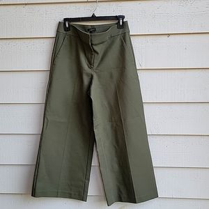 LOFT Wide Leg Cropped Pants - Olive Green,  Size 2